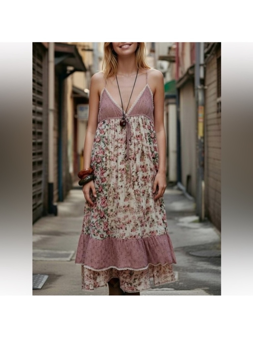 ZARA PATCHWORK FLORAL DRESS - Picture 4 of 13